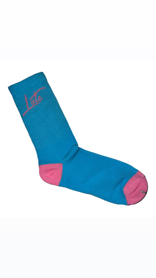 Cotton Candy Blue & Pink “LOGO” Patch Socks