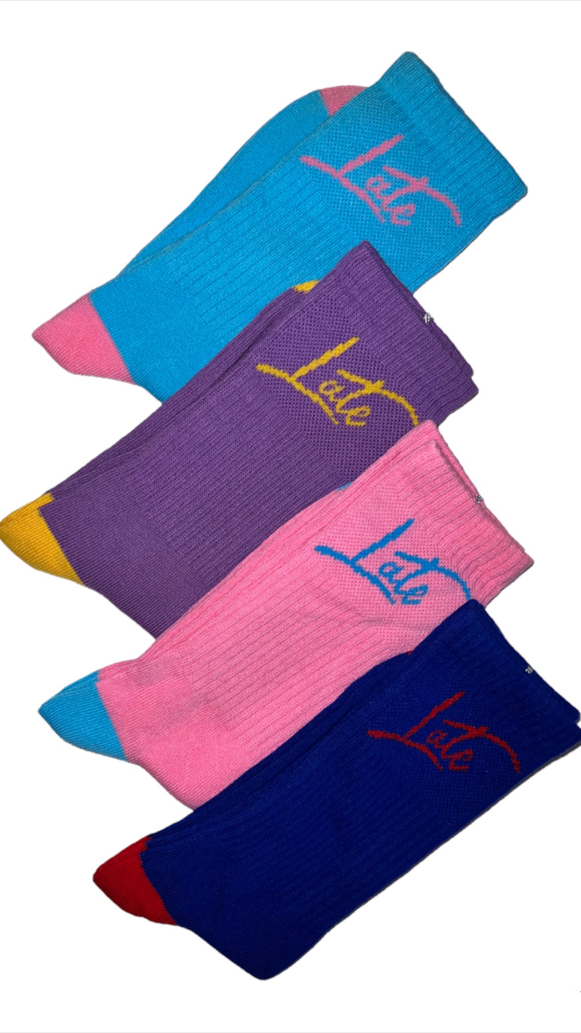 Cotton Candy Blue & Pink “LOGO” Patch Socks